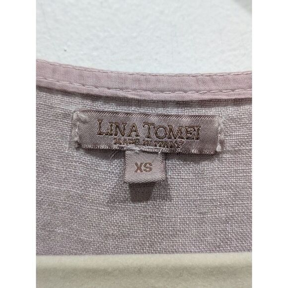 Lina Tomei Linen Made in Italy Embroidered Cap Sleeve Pockets Sheath Dress, XS - Picture 11 of 11